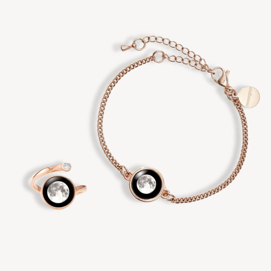 Rose Gold Cosmic Spiral Ring and Pallene Bundle