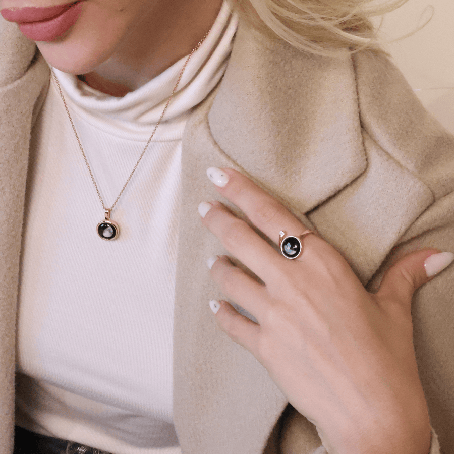 Cosmic Spiral Ring in Rose Gold + Sky Light in Rose Gold