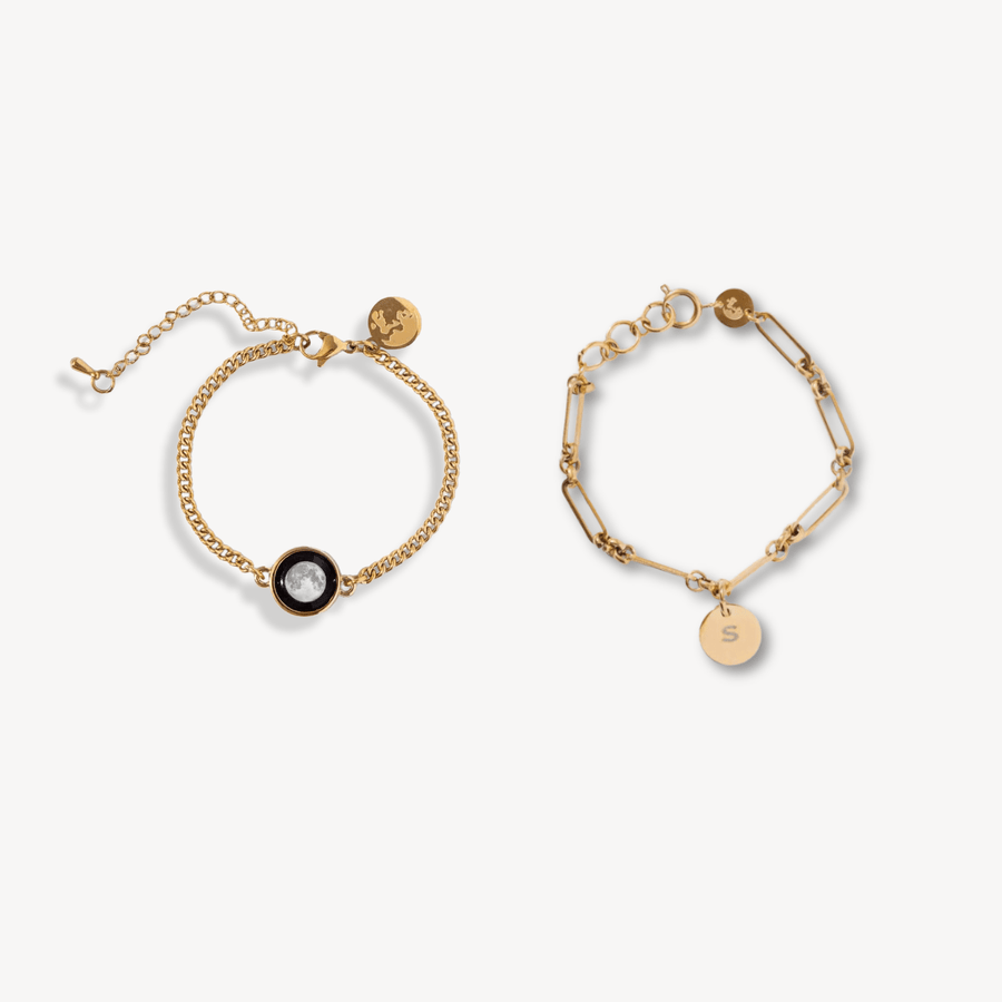 Pallene and Solar Link Bracelet bundle in gold