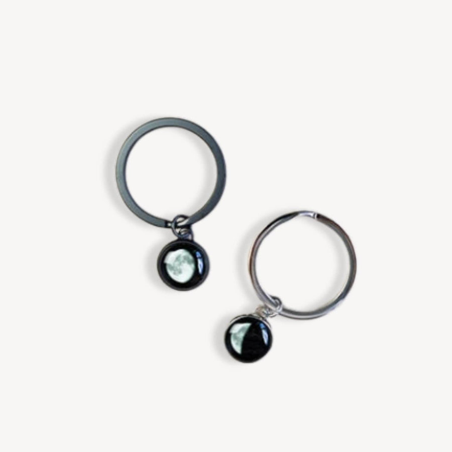 Moon Memory Key Chain in Black and Stainless Steel