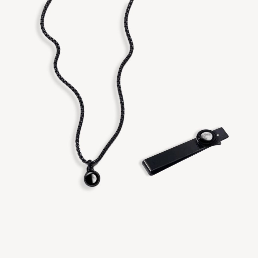 Orion Necklace and Tie Bar in Black Bundle