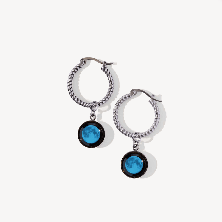 Blue Moon Carina Twist Hoops In Stainless Steel