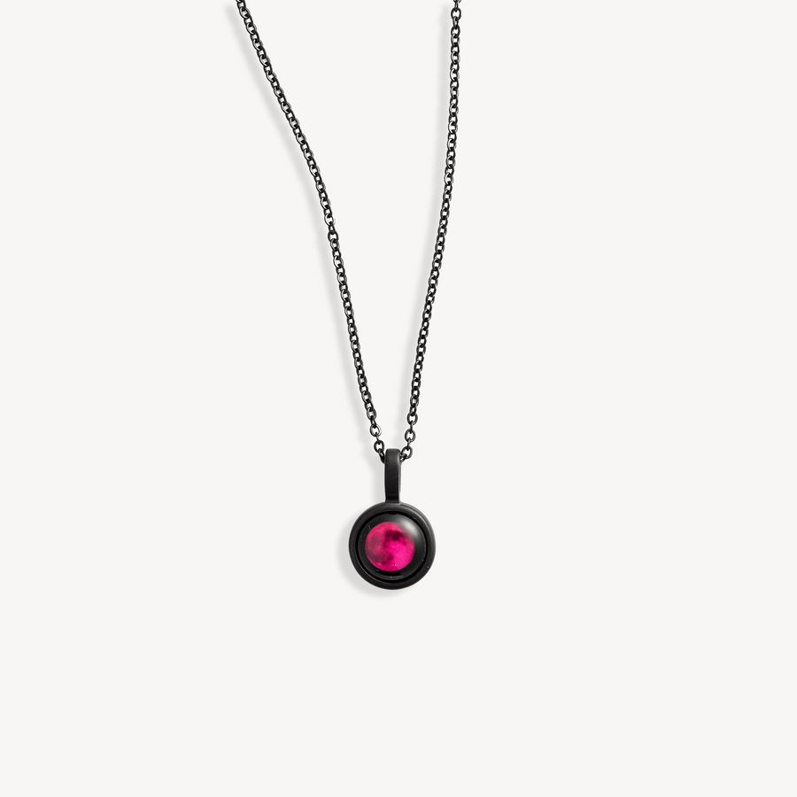 Pink Moon Sky Light Necklace in Black Matte