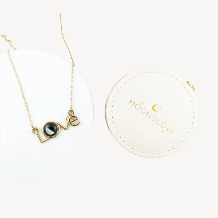 Luna Love Necklace in Gold and Travel Case Bundle