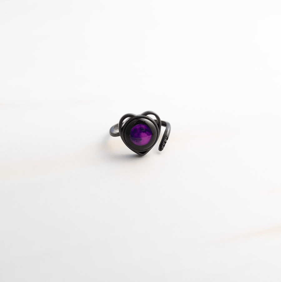 Purple Moon Luna Love Ring in Black Matte