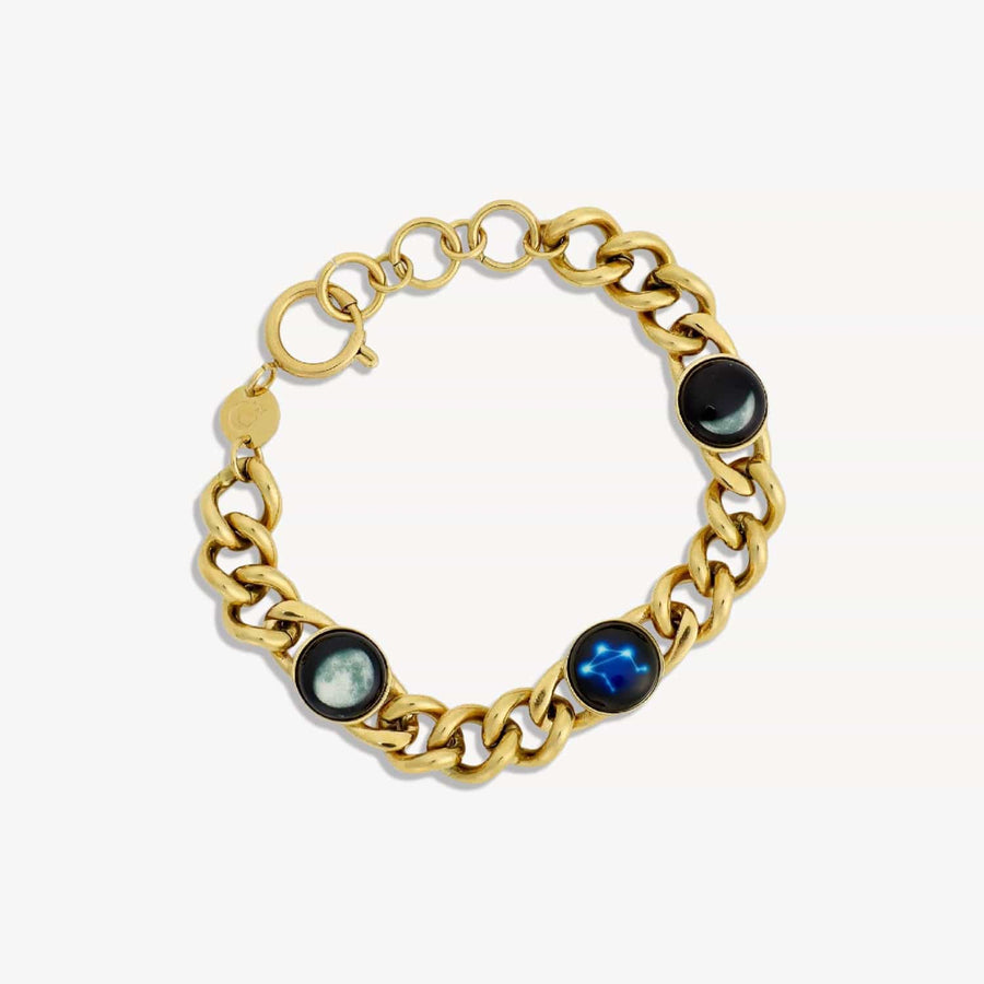 2 Moon and 1 Constellation Pleiades Bracelet in Gold