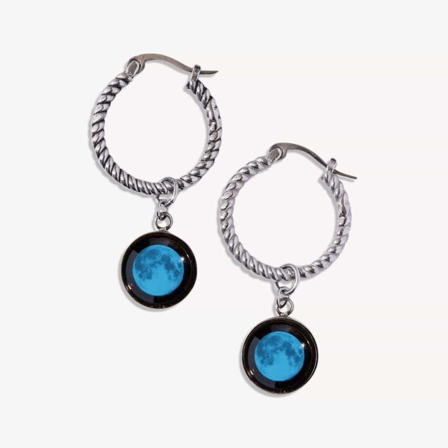 Blue Moon Carina Twist Hoops In Stainless Steel