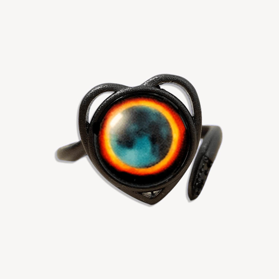 Solar Eclipse Luna Love Ring in Matte Black