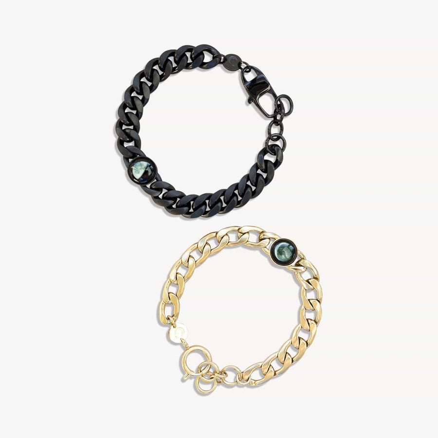 Titan and Gold Lunar Curb Bracelets