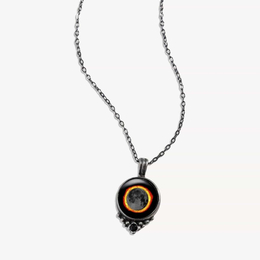 Solar Eclipse Classic Necklace with Black Crystal